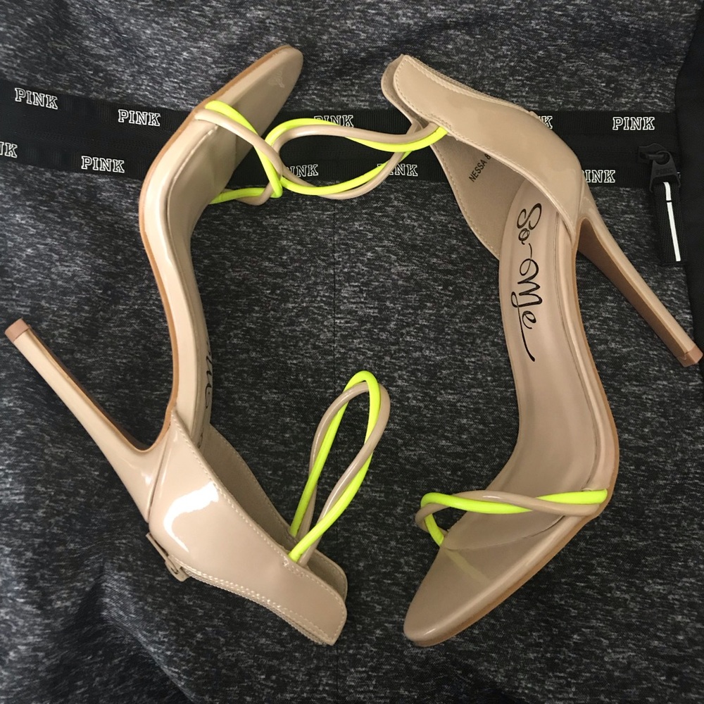 Beige/Neon Heels